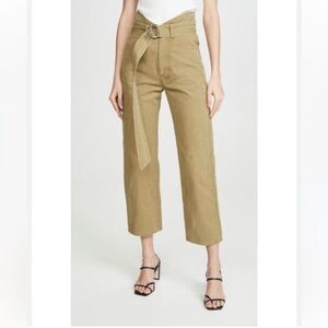 Marissa Webb Travis High Waist Canvas Pant in Khaki Green